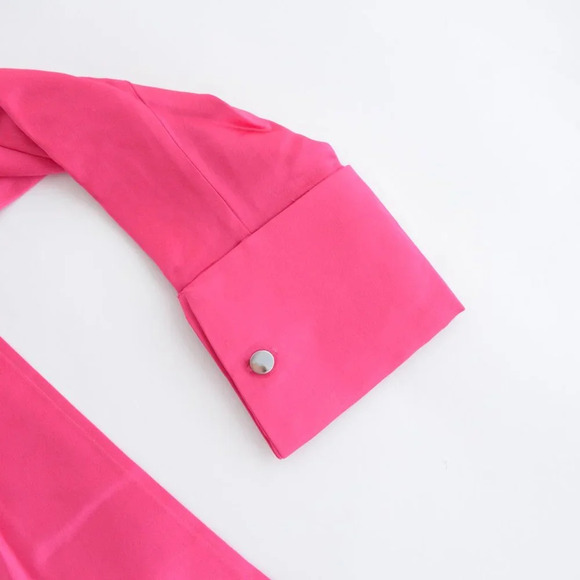 SER.O.YA Mel Top Hot Pink Button Up Front Open Back Blouse S NWT - Picture 9 of 13